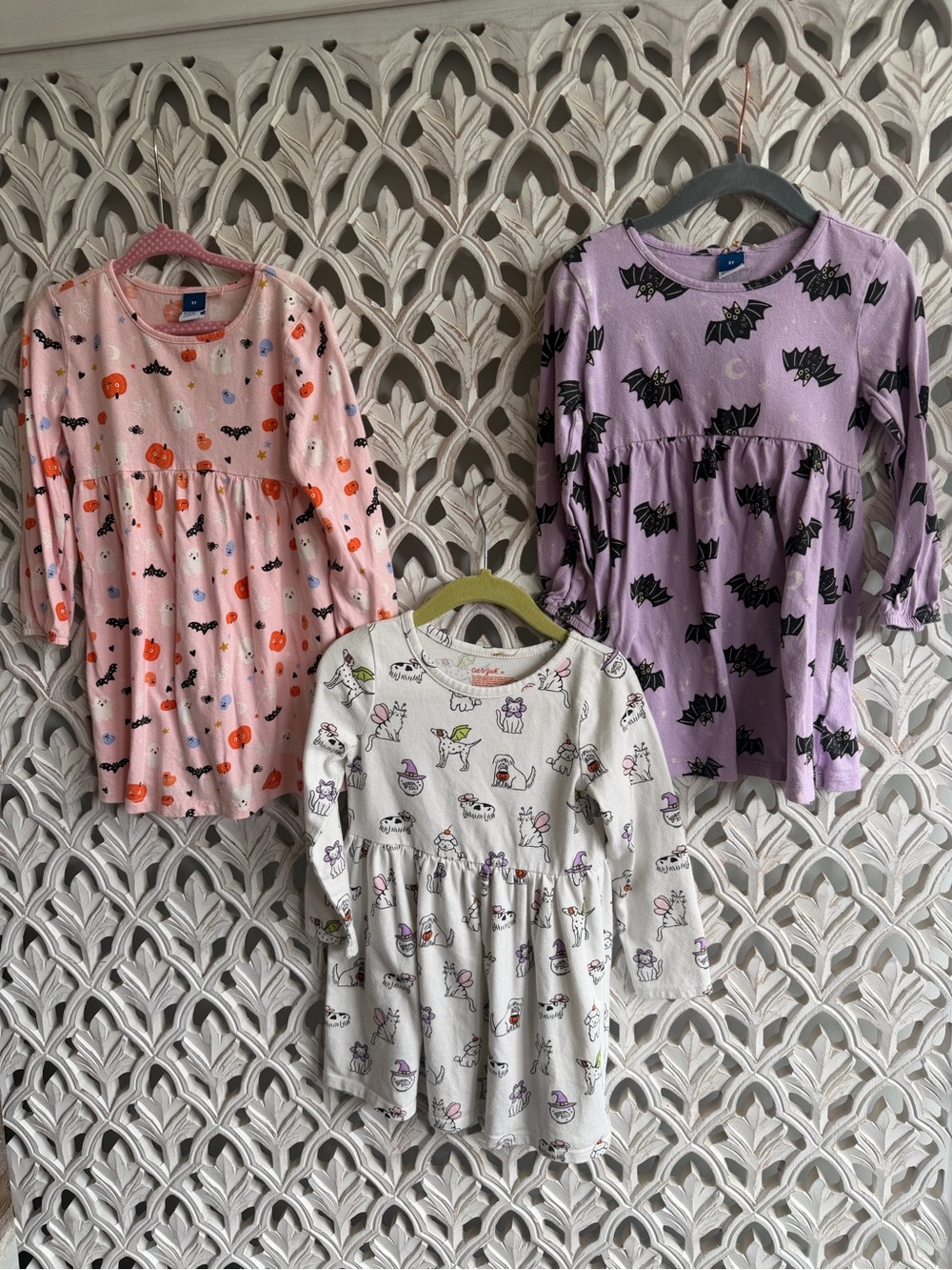 Girls 3T Halloween Dress Bundle Old Navy Cat & Jack Bats Ghosts Pumpkins